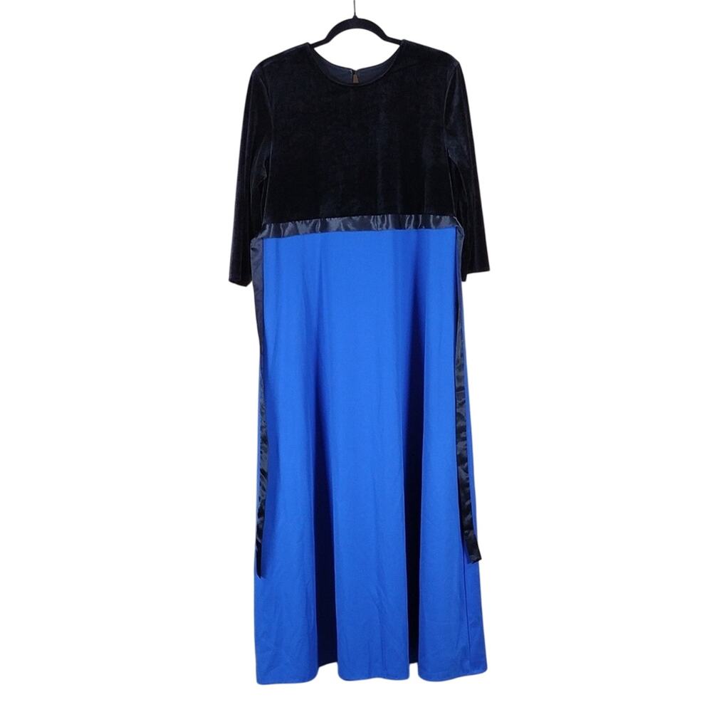 Formal Fashions Plus Size Stretchy Spandex Velvet Black Royal Blue Maxi Dress